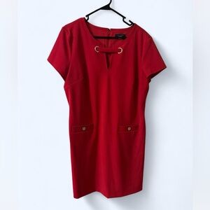 Tommy Hilfiger Scuba Crepe Grommet Top Pocket Dress